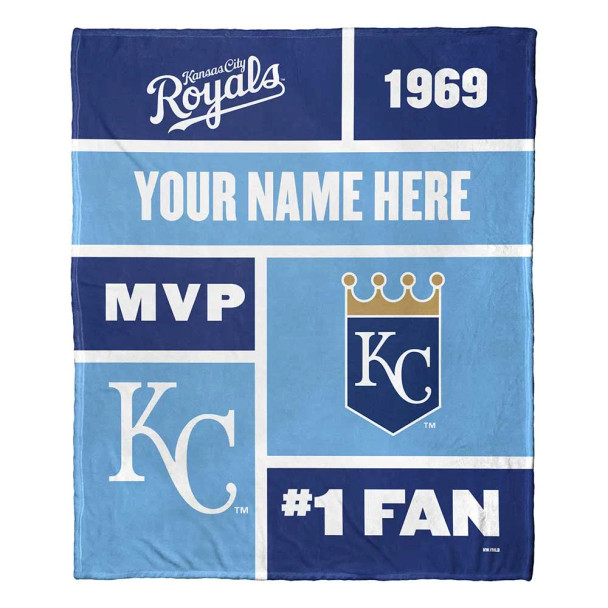 Kansas City Royals MLB Colorblock Personalized Silk Touch Throw Blanket