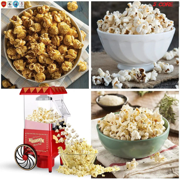 5 Core Popcorn Machine Nostalgia 1400 Watts Movie Night Hot Air Popcorn Maker Portale Pop Corner Machine - POP 820