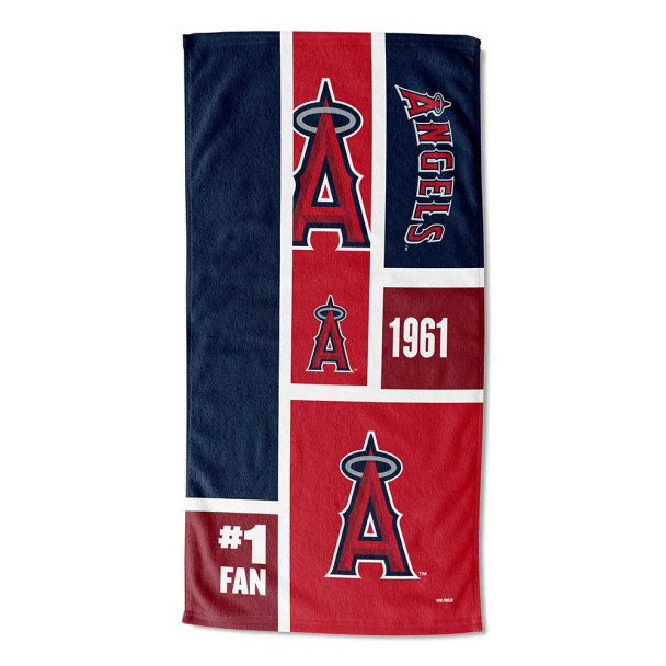 Los Angeles Angels MLB Colorblock Personalized Beach Towel