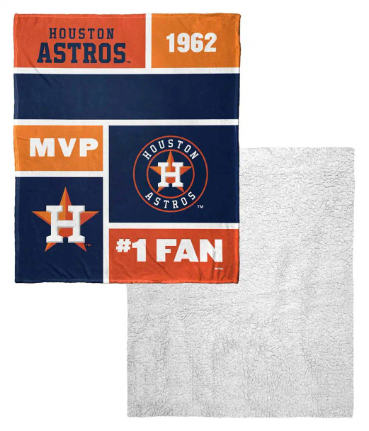 Houston Astros MLB Colorblock Personalized Silk Touch Sherpa Throw Blanket