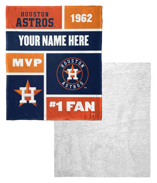 Houston Astros MLB Colorblock Personalized Silk Touch Sherpa Throw Blanket