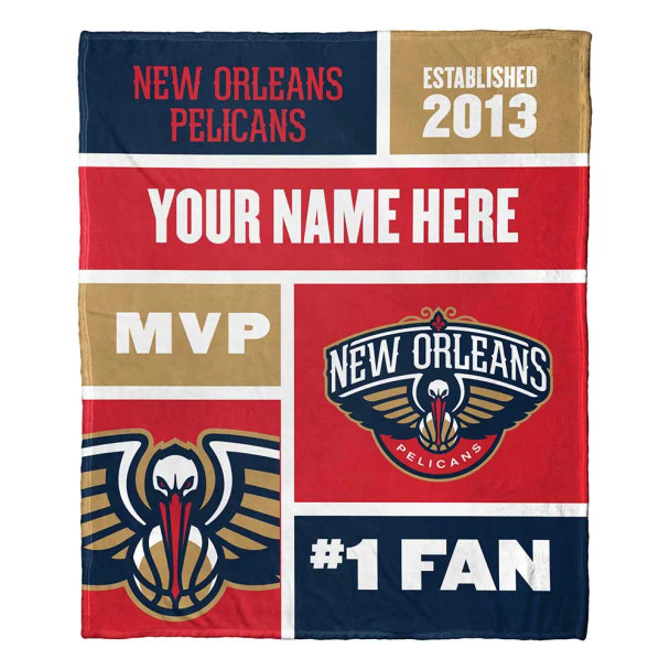 New Orleans Pelicans NBA Colorblock Personalized Silk Touch Throw Blanket