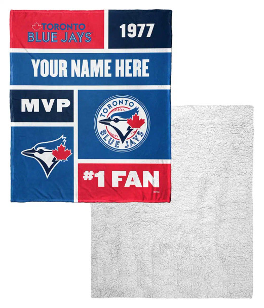 Toronto Blue Jays MLB Colorblock Personalized Silk Touch Sherpa Throw Blanket