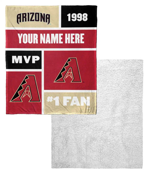 Ariozona Diamondbacks MLB Colorblock Personalized Silk Touch Sherpa Throw Blanket