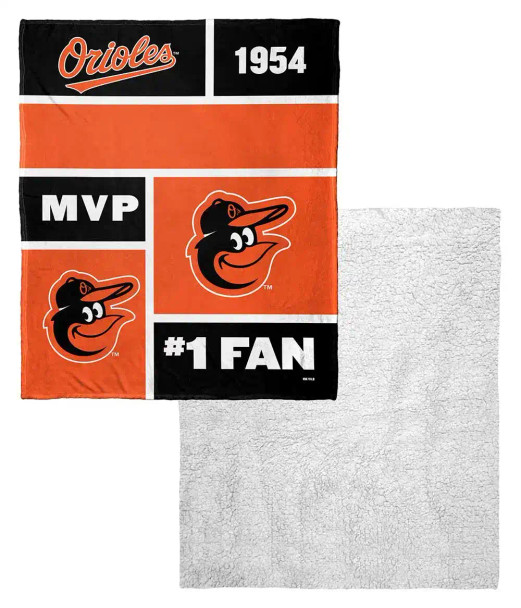 Baltimore Orioles MLB Colorblock Personalized Silk Touch Sherpa Throw Blanket