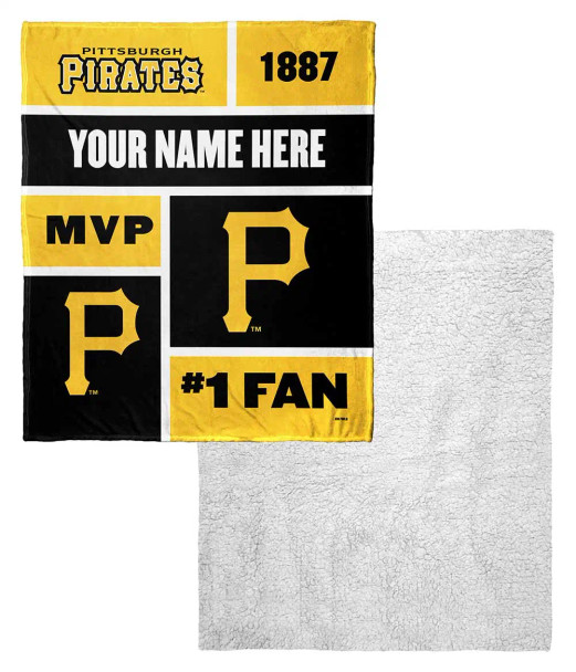 Pittsburgh Pirates MLB Colorblock Personalized Silk Touch Sherpa Throw Blanket