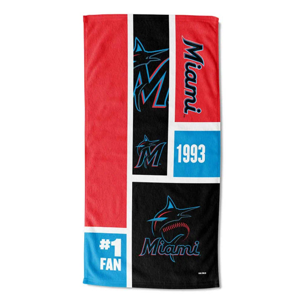 Miami Marlins MLB Colorblock Personalized Beach Towel