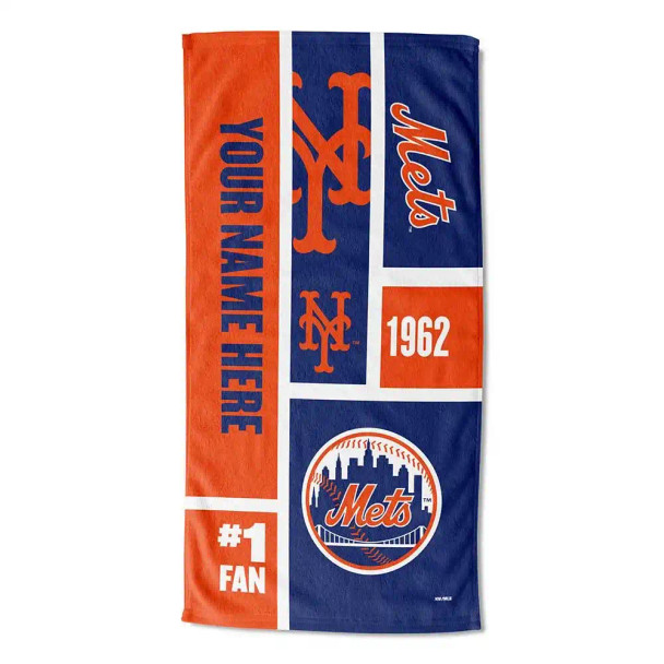 New York Mets MLB Colorblock Personalized Beach Towel