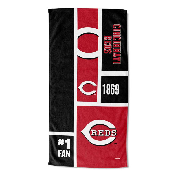 Cincinnati Reds MLB Colorblock Personalized Beach Towel