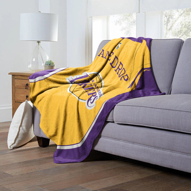 Los Angeles Lakers NBA Jersey Personalized Silk Touch Throw Blanket
