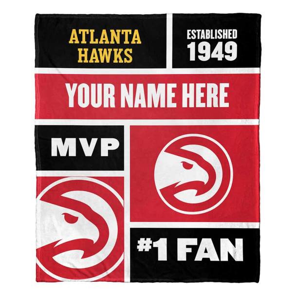 Atlanta Hawks NBA Colorblock Personalized Silk Touch Throw Blanket
