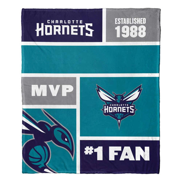 Charlotte Hornets NBA Colorblock Personalized Silk Touch Throw Blanket