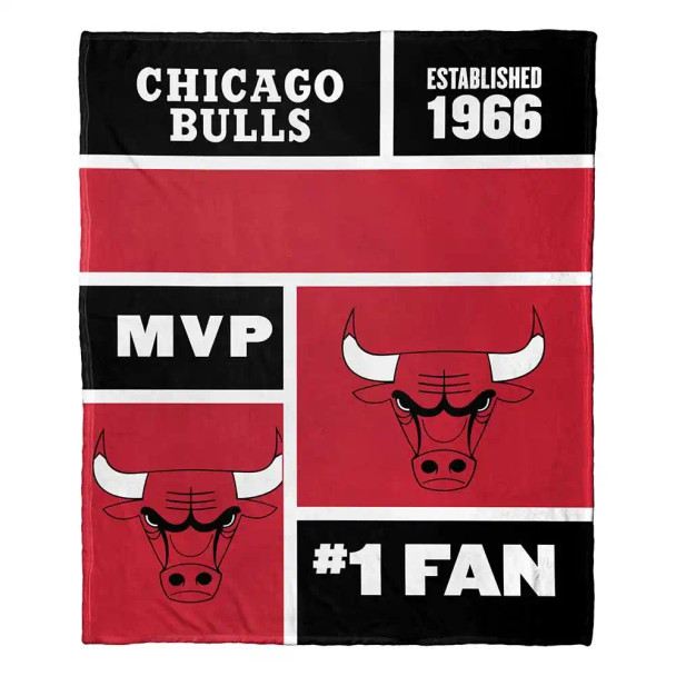 Chicago Bulls NBA Colorblock Personalized Silk Touch Throw Blanket