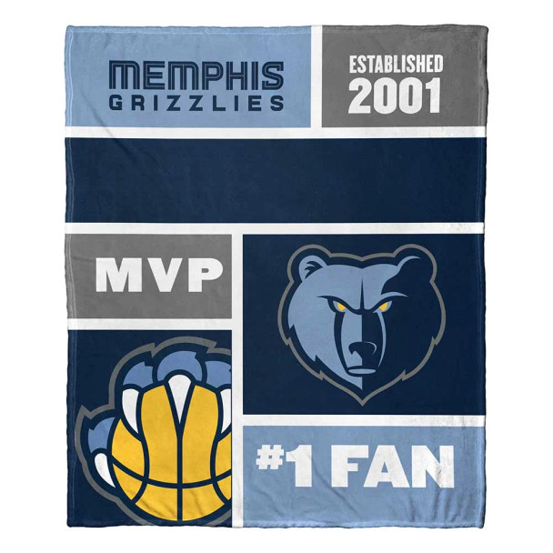 Memphis Grizzlies NBA Colorblock Personalized Silk Touch Throw Blanket