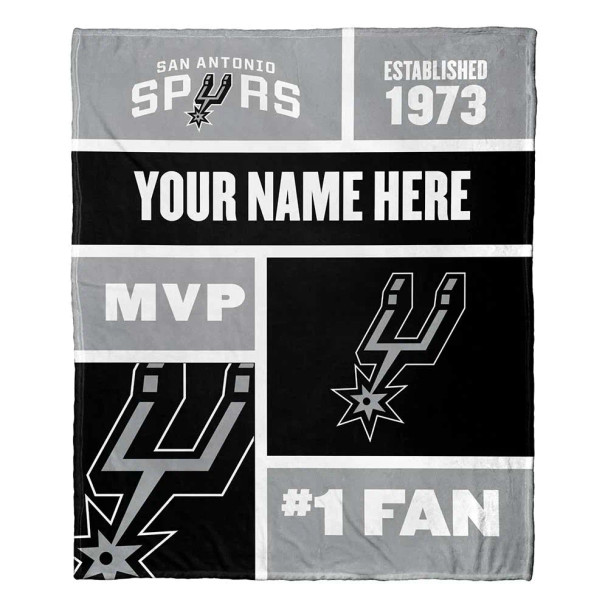San Antonio Spurs NBA Colorblock Personalized Silk Touch Throw Blanket
