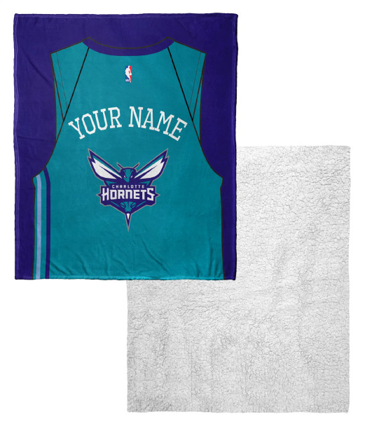 Charlotte Hornets NBA Jersey Personalized Silk Touch Sherpa Throw Blanket