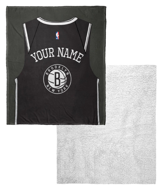 Brooklyn Nets NBA Jersey Personalized Silk Touch Sherpa Throw Blanket