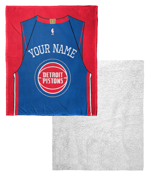 Detroit Pistons NBA Jersey Personalized Silk Touch Sherpa Throw Blanket