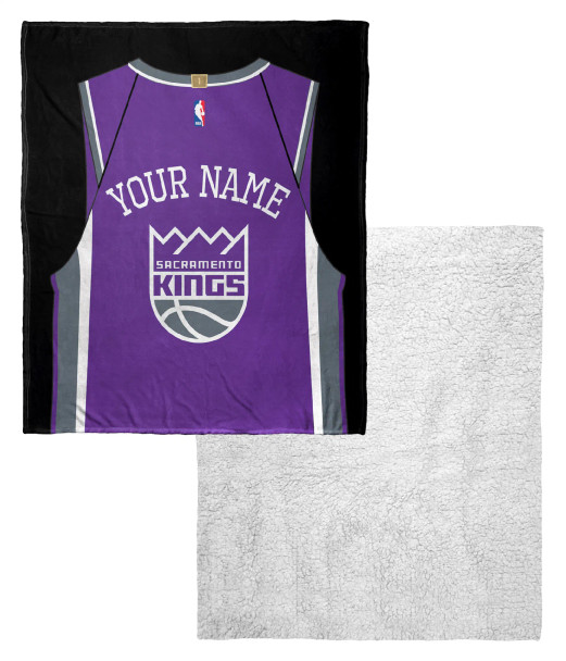 Sacramento Kings NBA Jersey Personalized Silk Touch Sherpa Throw Blanket