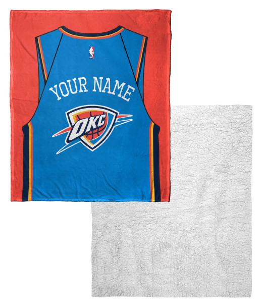 Oklahoma City Thunder NBA Jersey Personalized Silk Touch Sherpa Throw Blanket