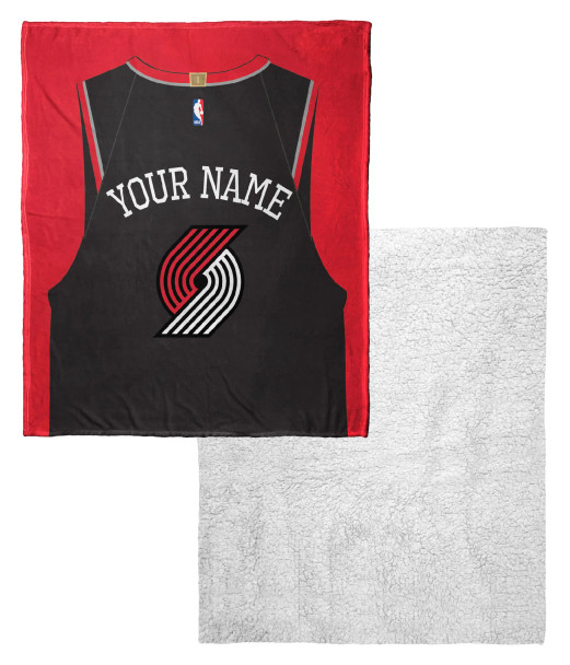 Portland Trail Blazers NBA Jersey Personalized Silk Touch Sherpa Throw Blanket