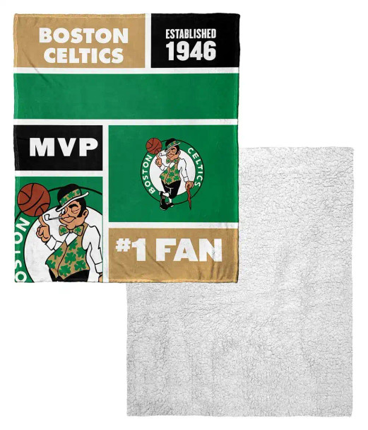 Boston Celtics NBA Colorblock Personalized Silk Touch Sherpa Throw Blanket
