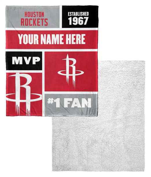 Houston Rockets NBA Colorblock Personalized Silk Touch Sherpa Throw Blanket