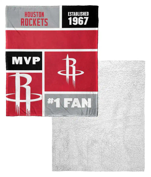 Houston Rockets NBA Colorblock Personalized Silk Touch Sherpa Throw Blanket