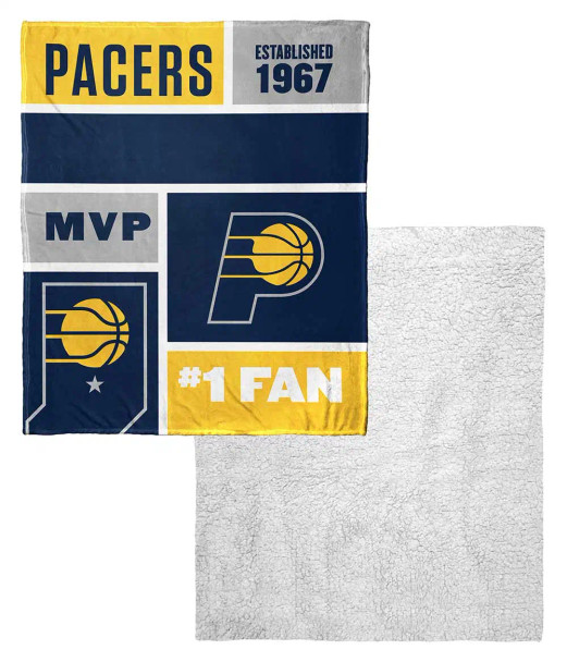 Indiana Pacers NBA Colorblock Personalized Silk Touch Sherpa Throw Blanket