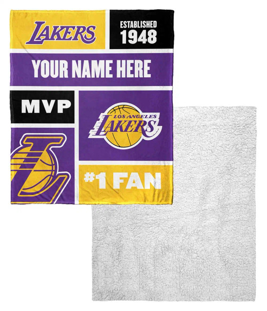 Los Angeles Lakers NBA Colorblock Personalized Silk Touch Sherpa Throw Blanket