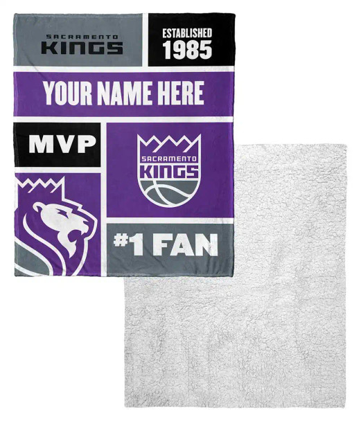 Sacramento Kings NBA Colorblock Personalized Silk Touch Sherpa Throw Blanket