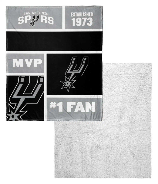 San Antonio Spurs NBA Colorblock Personalized Silk Touch Sherpa Throw Blanket