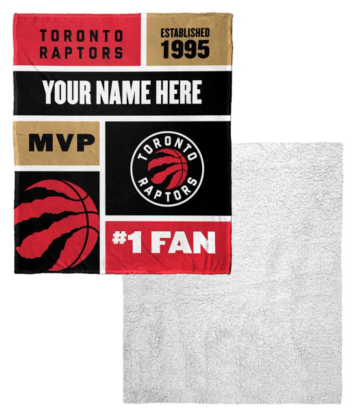 Toronto Raptors NBA Colorblock Personalized Silk Touch Sherpa Throw Blanket