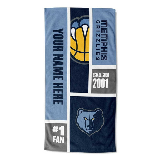Memphis Grizzlies NBA Colorblock Personalized Beach Towel