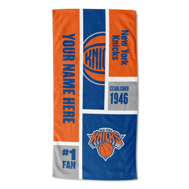 New York Knicks NBA Colorblock Personalized Beach Towel