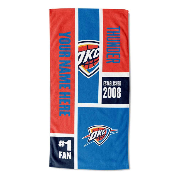 Oklahoma City Thunder NBA Colorblock Personalized Beach Towel