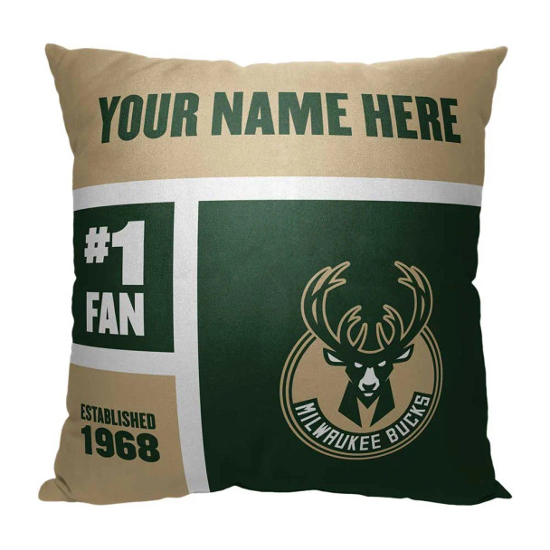 Milwaukee Bucks NBA Colorblock Personalized Pillow