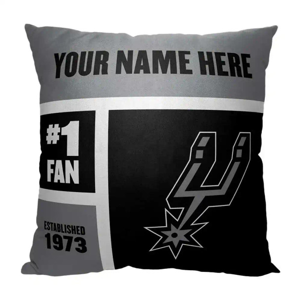 San Antonio Spurs NBA Colorblock Personalized Pillow