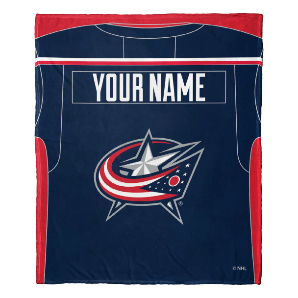 Columbus Blue Jackets NHL Jersey Personalized Silk Touch Throw Blanket