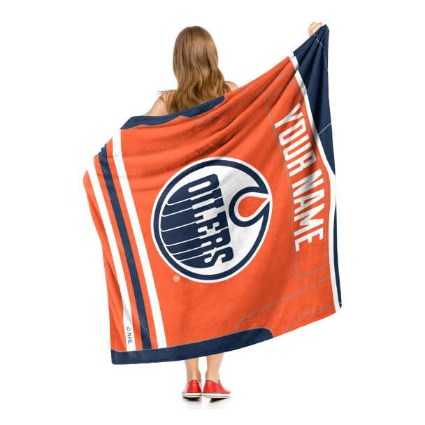 Edmonton Oilers NHL Jersey Personalized Silk Touch Throw Blanket