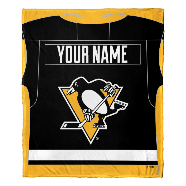Pittsburgh Penguins NHL Jersey Personalized Silk Touch Throw Blanket