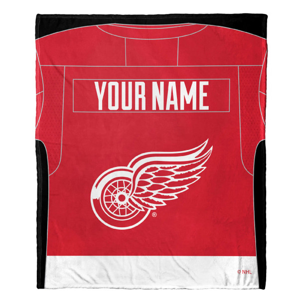 Detroit Red Wings NHL Jersey Personalized Silk Touch Throw Blanket