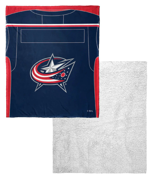 Columbus Blue Jackets NHL Jersey Personalized Silk Touch Sherpa Throw Blanket