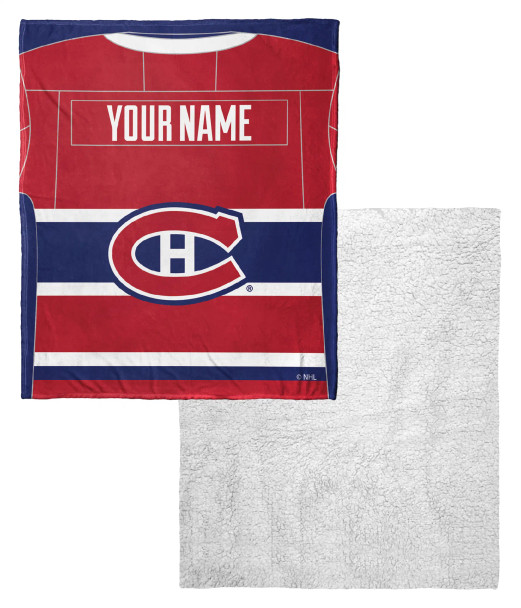 Montreal Canadiens NHL Jersey Personalized Silk Touch Sherpa Throw Blanket