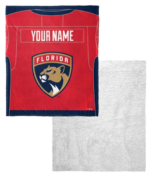 Florida Panthers NHL Jersey Personalized Silk Touch Sherpa Throw Blanket