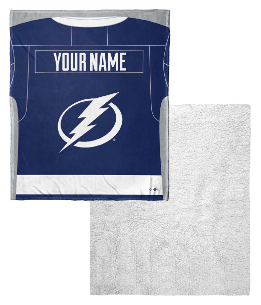 Tampa Bay Lightning NHL Jersey Personalized Silk Touch Sherpa Throw Blanket