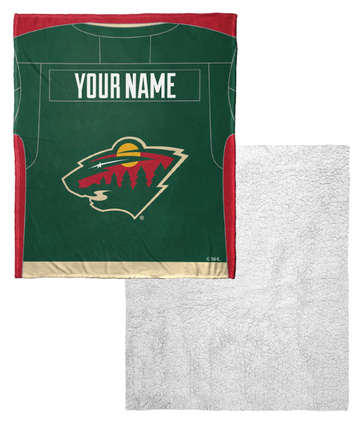 Minnesota Wild NHL Jersey Personalized Silk Touch Sherpa Throw Blanket