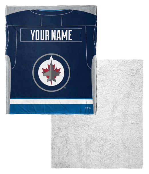 Winnipeg Jets NHL Jersey Personalized Silk Touch Sherpa Throw Blanket