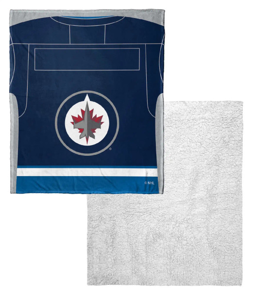Winnipeg Jets NHL Jersey Personalized Silk Touch Sherpa Throw Blanket