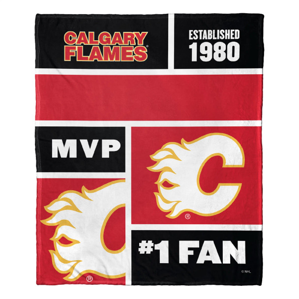 Calgary Flames NHL Colorblock Personalized Silk Touch Throw Blanket
